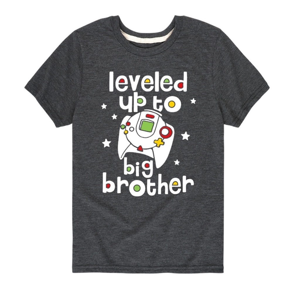 Leveled Up to Big Brother Graphic Tee - Dark Heather